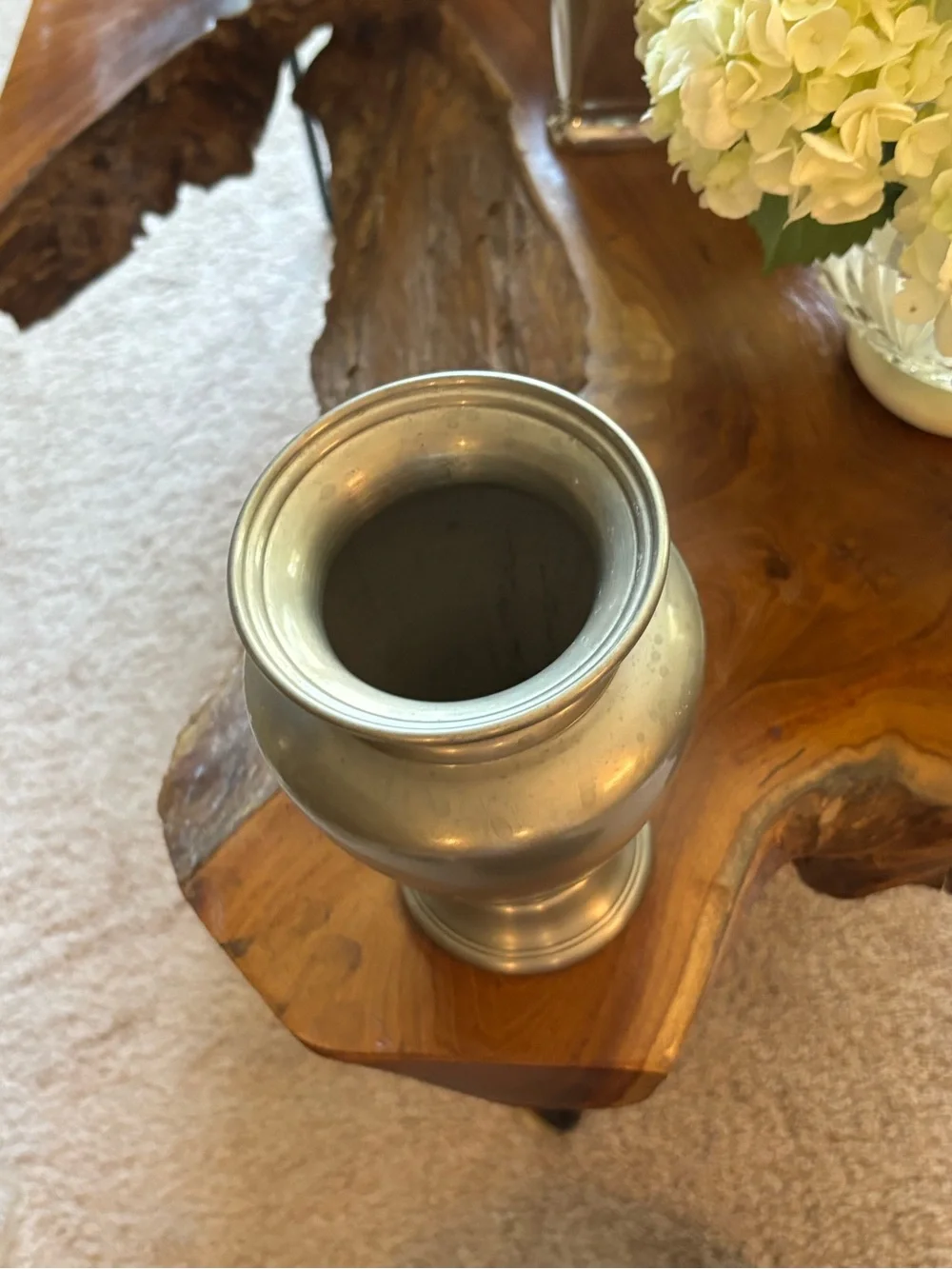 Restoration hardware pewter colored metal vase
